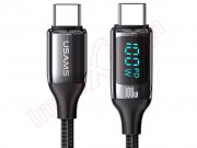 us-sj546-u78-black-data-cable-with-fast-charging-100w-5a-with-usb-type-c-connectors-real-time-display-and-1-2m-length-in-blister