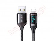 us-sj543-u78-fast-charge-12w-2-4a-black-data-cable-with-usb-and-lightning-connectors-and-real-time-display-1-2m-length-in-blister-pack