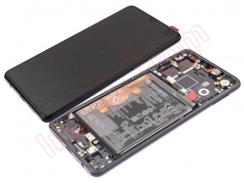 Pantalla completa Service Pack OLED negra con marco y carcasa frontal para Huawei P30 (ELE-L29)