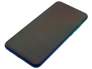 Pantalla completa Service Pack IPS LCD negra con marco azul / verde "Aurora Blue" para Huawei P40 Lite E, ART-L28, ART-L29