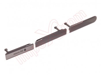 Tapas negras de conector micro USB, y bandejas SIM y SD para Sony Xperia Z1 Compact, Z1C, M51W, D5503