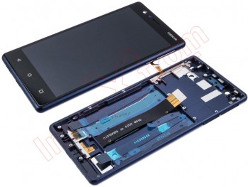 Pantalla completa Service Pack IPS negra con marco azul para Nokia 3, TA-1020