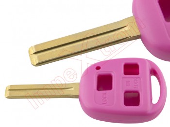 Producto Genérico - Carcasa rosa para llave con telemando de 3 botones Toyota, Lexus