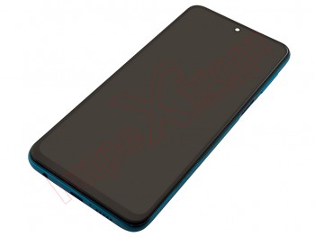 Pantalla completa Service Pack IPS LCD negra con marco verde / azul "Aurora blue" para Xiaomi Redmi Note 9 Pro, M2003J6B2G