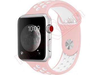 Pink and white silicone double band for 42/44/45mm Apple Watch Models