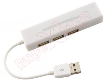 White adapter for Windows and Macbook with 3 USB HUB ports, blister