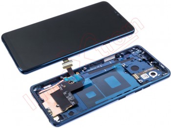 Pantalla completa IPS LCD azul con marco para LG G7 ThinQ, G710EM