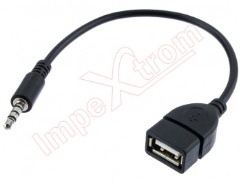 Black 3.5 mm jack male to USB 2.0 female adapter