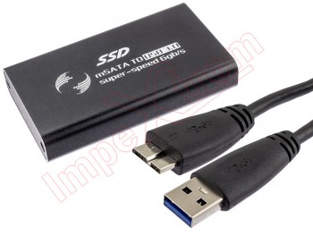 Black 6gb/s mSATA Solid State Disk SSD to USB 3.0 Hard Disk Case