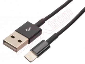 1 meter black data cable with 1 lightning and USB connector.