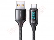 us-sj544-u78-black-data-cable-with-fast-charging-66w-6a-with-usb-type-c-to-usb-a-connectors-real-time-display-and-1-2m-length-in-blister