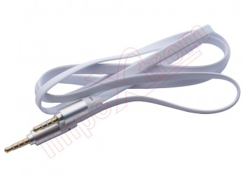 White flat AUX cable 3,5mm Jack 1m - aluminium