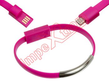 Pulsera y cable de datos de USB a micro USB rosa