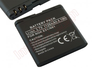 Batería compatible BP-6MT para Nokia E51 / E81 - 1120mAh / 3.7V / 4.1Wh / Li-ion