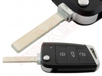Producto genérico - Carcasa de telemando 3 botones para Volkswagen MQB, con espadín HU162T