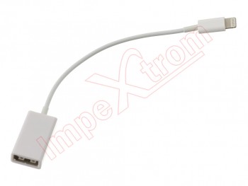 Adaptador OTG lightning a USB iPad 4 / Retina / mini, para iPhone 5 / 5S / 5C / 6 / 6 Plus / 6S / 6S Plus, color blanco