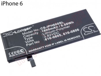 CS-IPH600SL battery for Apple iPhone 6 4.7 inch - 1800mAh / 3.82V / 6.88Wh / Li-polymer
