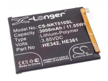 HE342 battery for Nokia 6.1 Plus / Nokia 5,1 Plus (TA-1105 DS) / X6 / Nokia 7.1 (TA-1095) - 3000mAh / 3.85V / 11.55 Wh / Li-ion Polymer