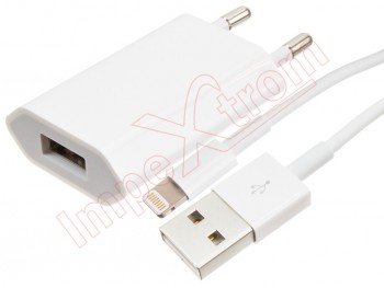 A1400 / A2118 charger for Apple devices with lightning connector; Input: 100-240V 50/60Hz 0.5A - Output: 5V 1A