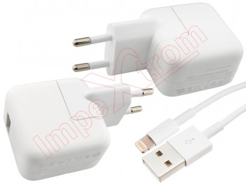 Cargador generico tipo A1401 / D025 / A5224 de 12W con salida USB y cable de datos para iPhone