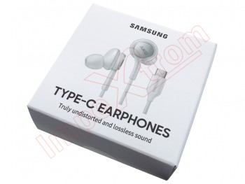 Manos libres / auriculares blancos estéreo AGK Samsung EO-IC100 con conector USB tipo C, en blister