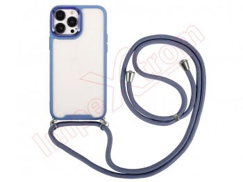 Blue and transparent case with lanyard for iPhone 12 Pro Max, A2411