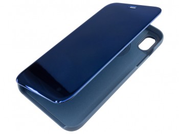 Funda azul efecto espejo tipo agenda Clear View para iPhone XR, A2105, en blister