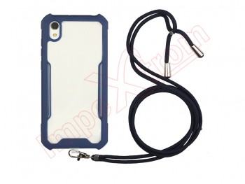 Blue and transparent case with lanyard for Huawei Y5 2019 (AMN-LX9)