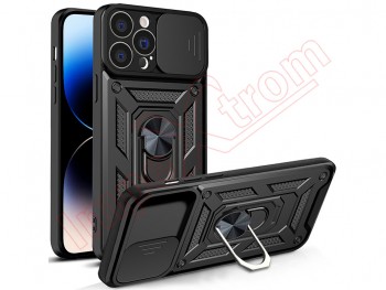 Black rigid case with window and support for Apple iPhone 14 Pro, A2890