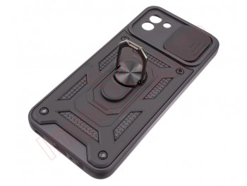 Black rigid case with support ring for Samsung Galaxy A03, SM-A035F