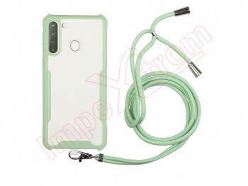 Funda verde y transparente con cordón para Samsung Galaxy A21 (SM-A215)
