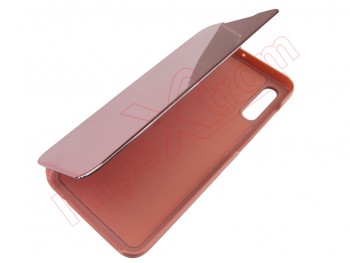 Funda rosa dorada efecto espejo tipo agenda Clear View para Samsung Galaxy A70, A705F, en blister
