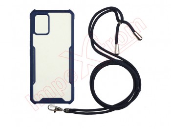 Blue and transparent case with lanyard for Samsung Galaxy A72, SM-A725F