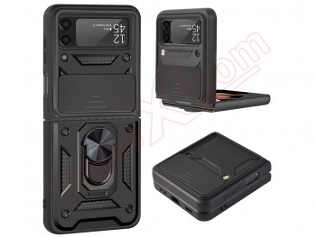 Black rigid case with window and support for Samsung Galaxy Z Flip 3 5G, SM-F711B