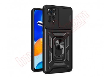 Black rigid case with window and support for Xiaomi Redmi Note 11 Pro, 2201116TG