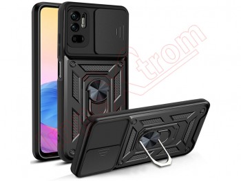 Black rigd case with window and support for Xiaomi Redmi Note 10 5G, M2103K19G
