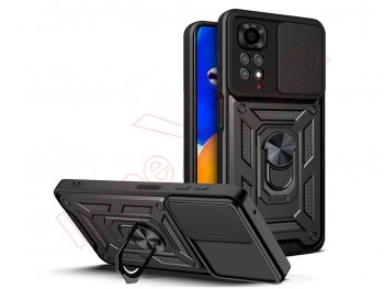 Black rigid case with window and support for Xiaomi Redmi Note 11S, 2201117SG