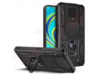 Black rigid case with window and support for Xiaomi Redmi Note 9 Pro, M2003J6B2G