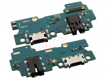 Placa auxiliar con conector de carga USB tipo C, micrófono y conector jack para Samsung Galaxy A22 4G