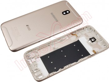 Golden battery cover Service Pack for Samsung Galaxy J7, J730F 2017 with Volume Buttons, Power Button, and Camera Lens