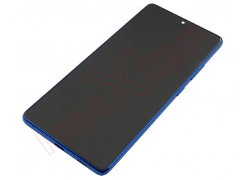 Pantalla service pack completa Super AMOLED Plus con marco azul prisma "Prism blue" para Samsung Galaxy S10 Lite, SM-G770