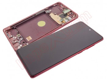 Pantalla completa Service Pack negra con carcasa central roja para Samsung Galaxy Note 10 Lite, SM-N770
