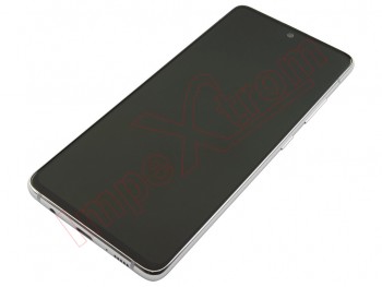 Pantalla service pack completa SUPER AMOLED negra con marco blanco "Prism cube white" para Samsung Galaxy A51 5G, SM-A516