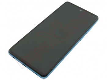 Pantalla service pack completa SUPER AMOLED con marco azul "Awesome Blue" para Samsung Galaxy A72 4G, SM-A725