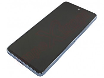 Pantalla SERVICE PACK completa SUPER AMOLED negra con marco azul para Samsung Galaxy A53 5G, SM-A536