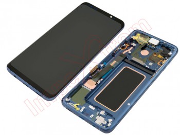 Pantalla service pack completa Super AMOLED con marco azul coral para Samsung Galaxy S9 Plus, SM-G965F