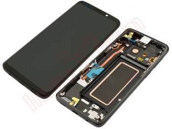 Pantalla service pack completa Super AMOLED negra con marco para Samsung Galaxy S9, G960F/SD