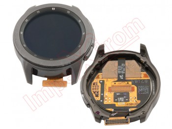 Pantalla service pack completa con marco Super AMOLED (LCD / display, ventana táctil / digitalizador, carcasa) negra / gris para reloj inteligente smartwatch Samsung Watch de 42mm, R810 / R815