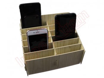 Estante de madera almacenamiento de smartphones 12 Huecos