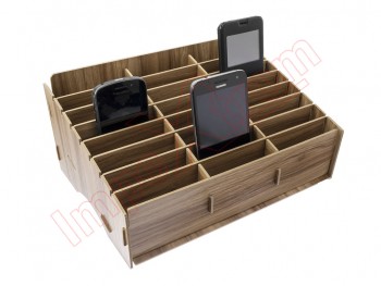 Estante de madera para almacenar tus smartphones, 24 huecos